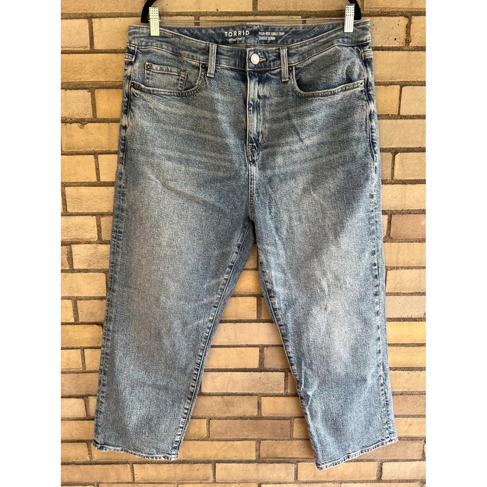 Torrid High-Rise Ankle Crop Jeans Size 16 Stonewash Classic Denim Stretch